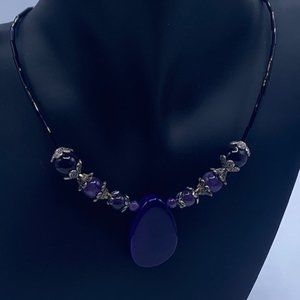 Purple Fire Agate Gem Necklace